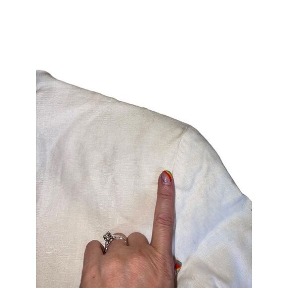 Point of View Collection Women's 90s Cropped Blazer 100% Linen White Size 6 - Picture 3 of 14